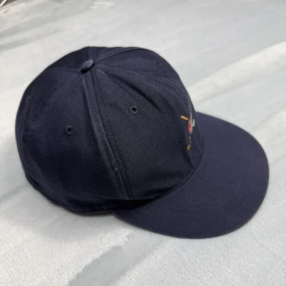 Vintage 90s Polo Ralph Lauren Golf Fitted Hat Navy Blue Plaid Crest Size Large